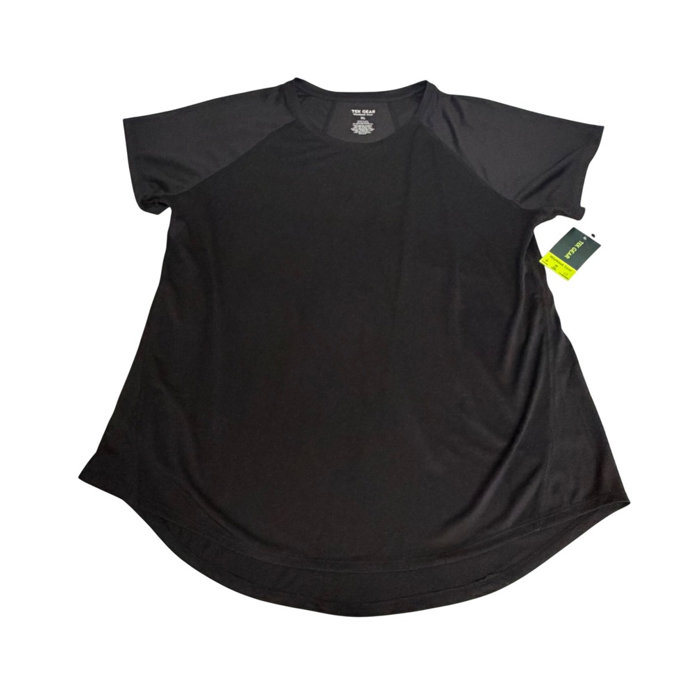 Tek Gear Womens XL Black Short Sleeve Workout T-Shirt Mesh Back Moisture Wicking